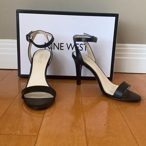 Black Nine West Anistono Ankle Strap Sandal.  3inch heel